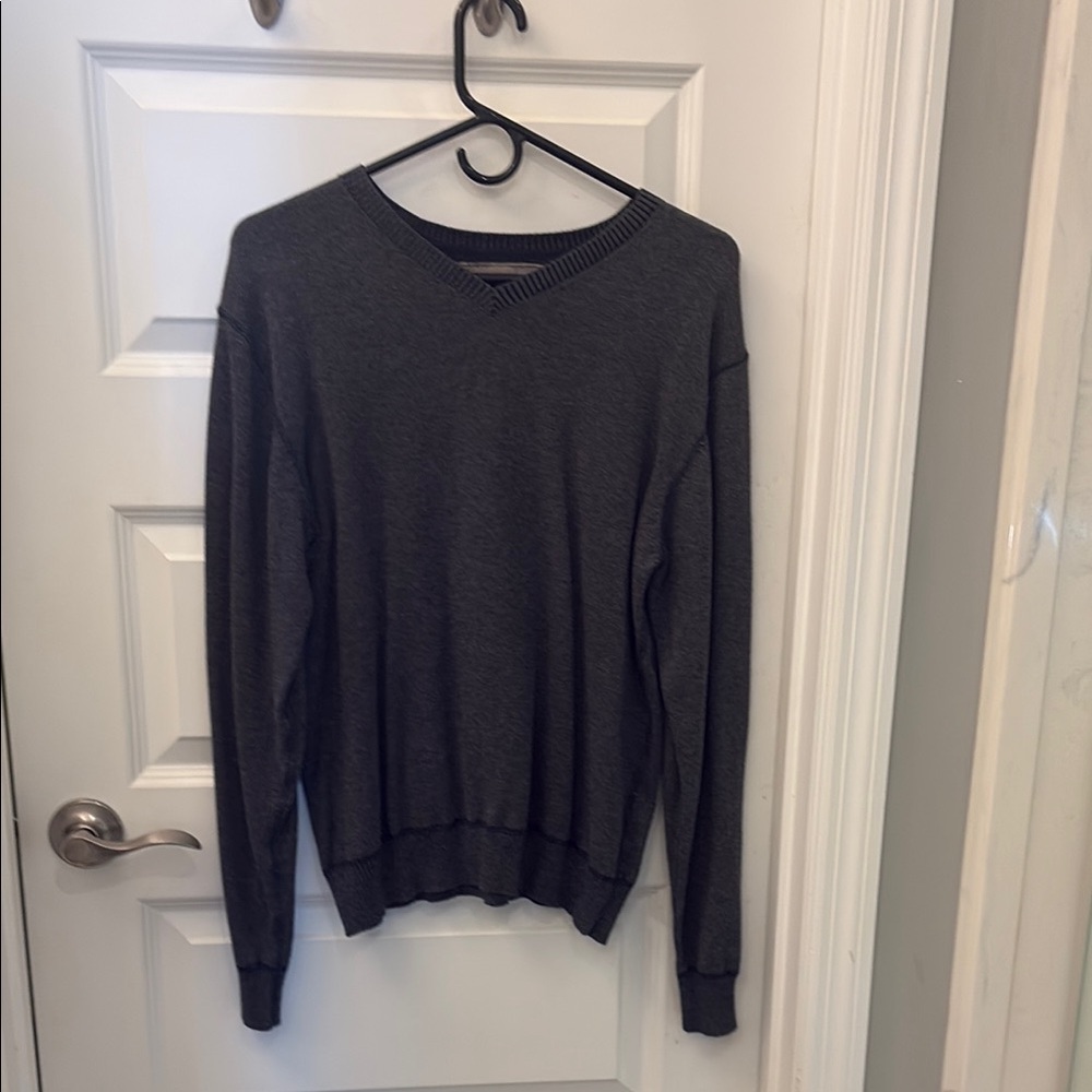 BKE Gray V-Neck Sweater Classic Knit